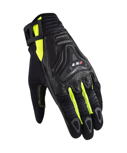 LS2 All Terrain Man Riding Gloves - Black H-V Yellow