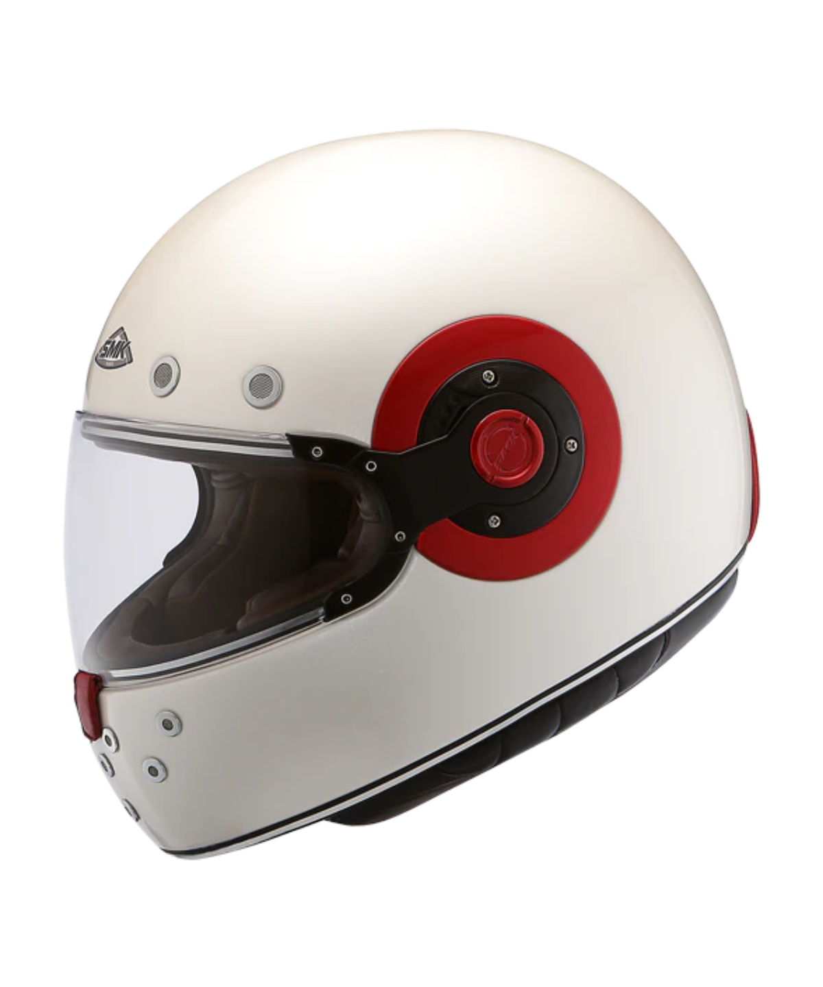 SMK Retro Solid GL130 Helmet - Gloss White Red - SMK