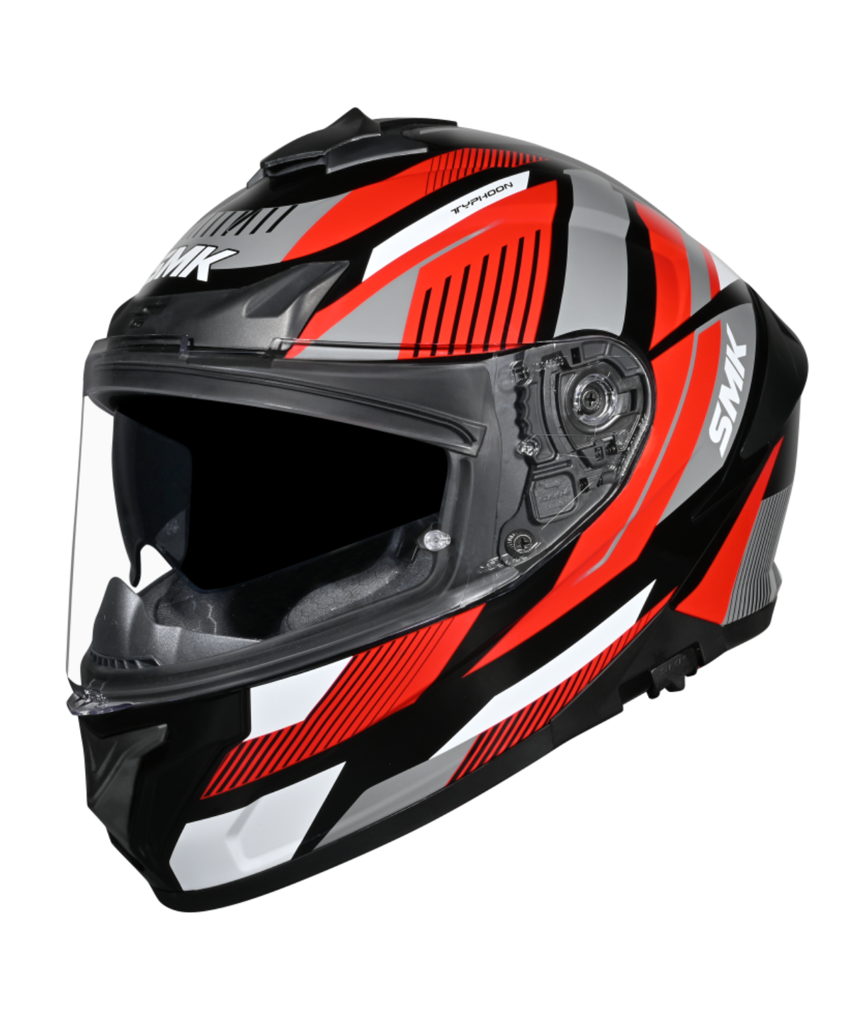 SMK Typhoon Sparko GRPS MA236 Ful Face Helmet - Matt Black Red Grey - SMK