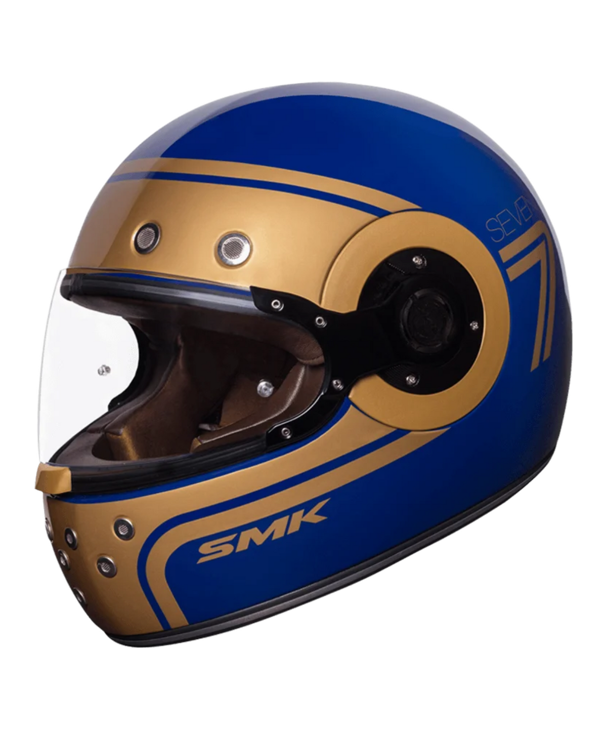 SMK Retro Seven Graphics MA540 Full Face Helmet - Matt Blue Glod - SMK