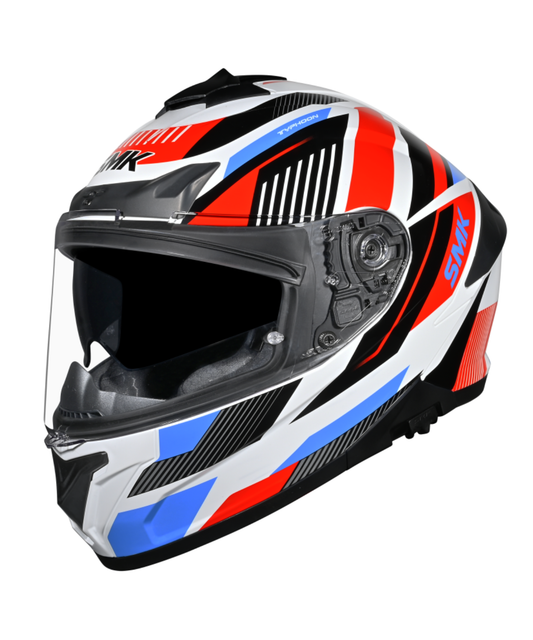 SMK Typhoon Sparko GRPS GL135 Ful Face Helmet - Gloss White Red Blue