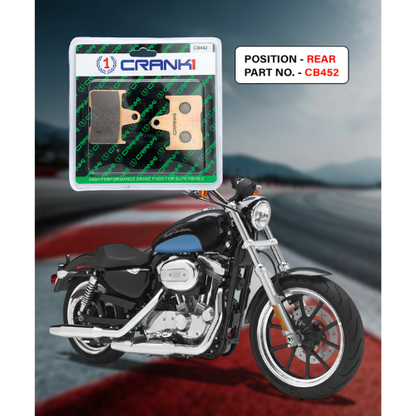 Crank1 Fully Sintered H2 Series Brake Pads for Harley Davidson Sportster Super Low