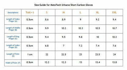 MotoTech Urbane Short Carbon Riding Gloves TEST TEST (Disable hide out stock)