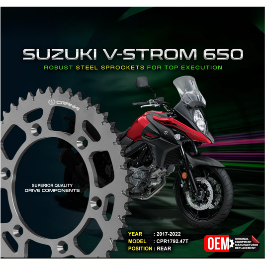 Crank1 Suzuki V-Strom 650 (2017-2022) Performance Motorcycle Sprocket - Black - CPR1792.47T