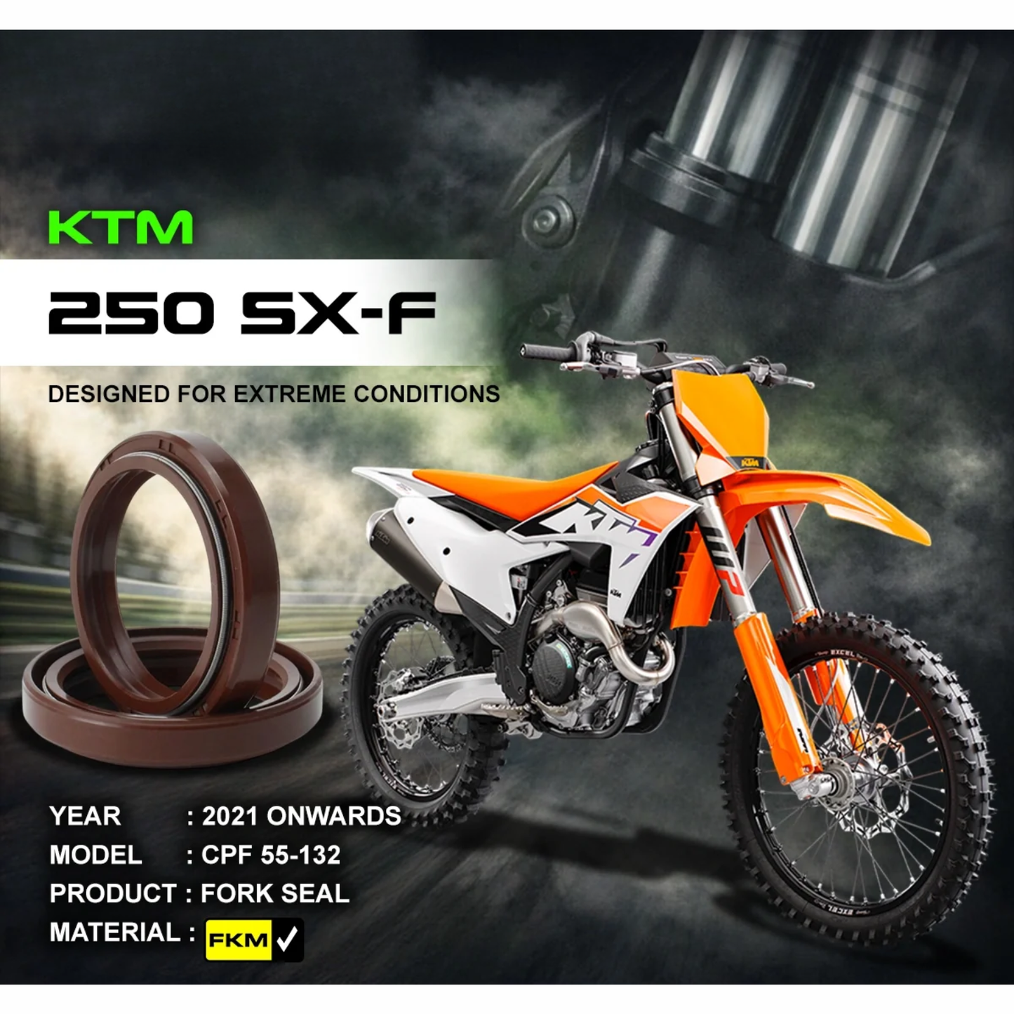 Crank1 KTM 250 SX-F (2021 Onwards) Fork Oil Seal FKM