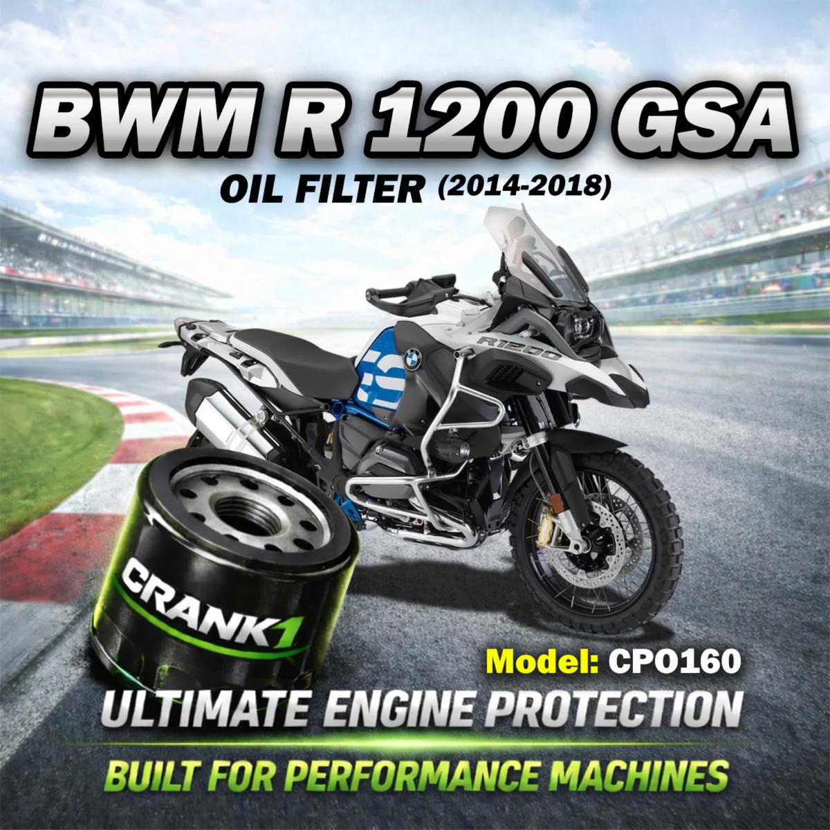 Crank1 BMW R 1200 GSA (2014-2018) Performance Oil Filters - CPO-160