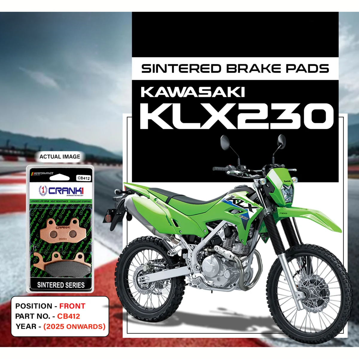 Crank1 Kawasaki KLX230 (2025 Onwards) Sintered Brake Pads