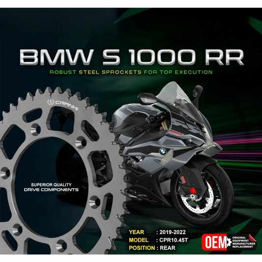 Crank1 BMW S 1000 RR (2019-2022) Performance Motorcycle Sprocket - Black - CPR10.45T
