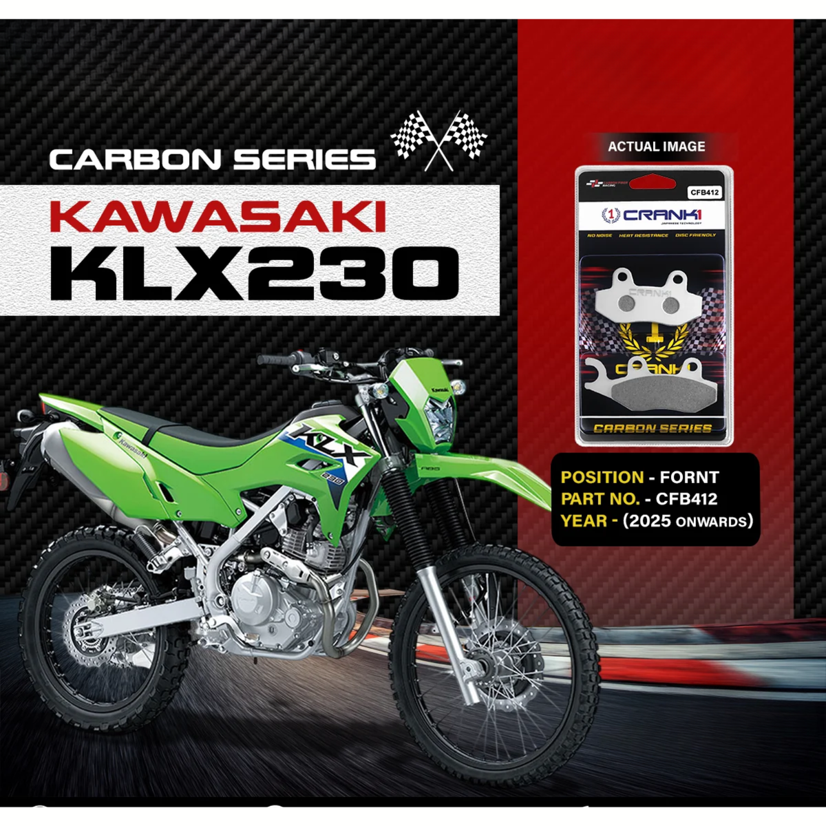 Crank1 Kawasaki KLX230 (2025 Onwards) Carbon Brake Pads