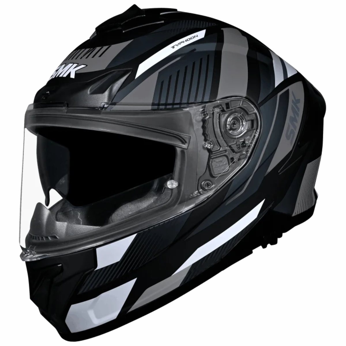 SMK Typhoon Sparko GRPS GL266 Ful Face Helmet - Gloss Black Grey - SMK