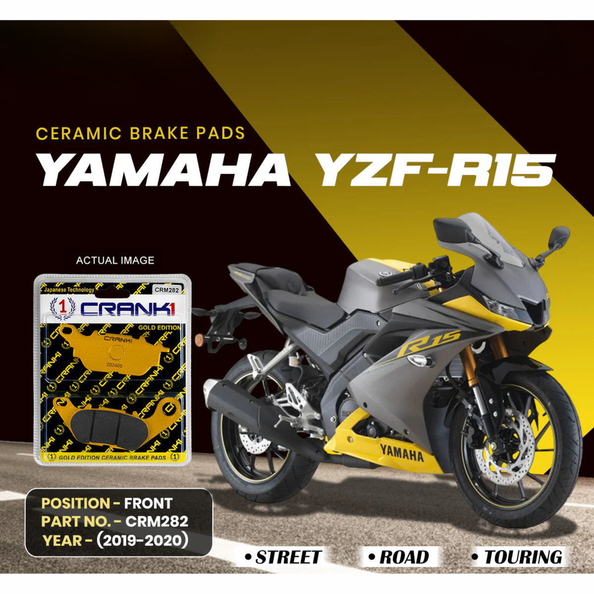 Crank1 Yamaha YZF-R15 (2019-2020) Ceramic Brake Pads - Crank 1