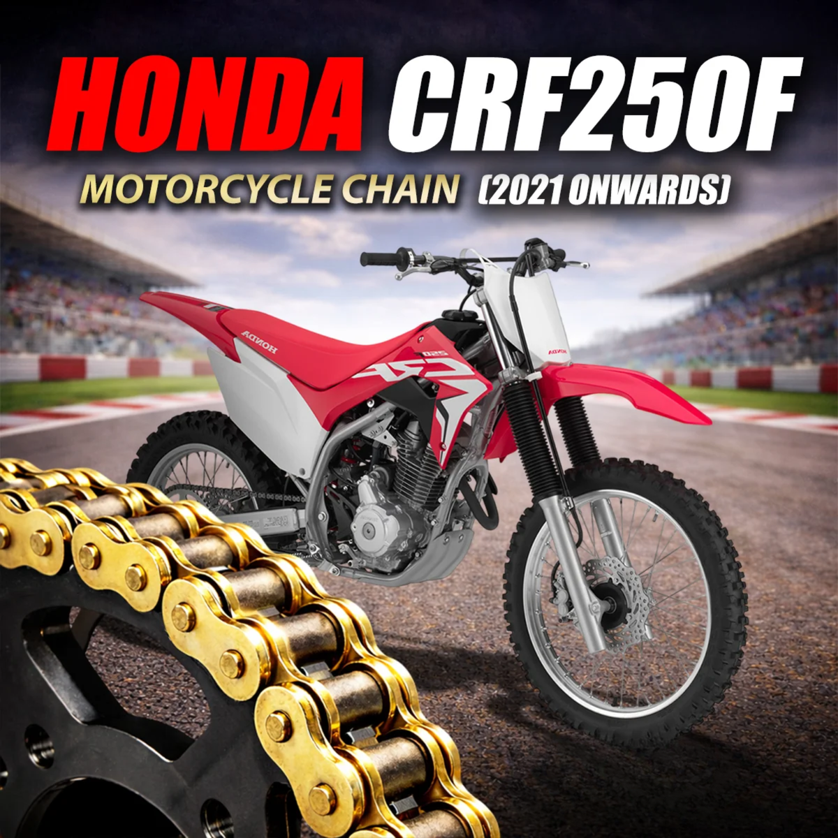 Crank1 Honda CRF250F (2021 Onwards) 520 Pitch ZVM-X 120L Chain - Gold