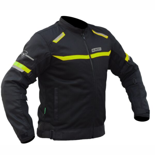 Bison ProGear Comet Level 2 Riding Jacket - Black Hi-Viz Green