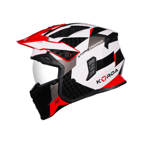Korda Strom Trooper XOE Helmet - Gloss White Red - Korda