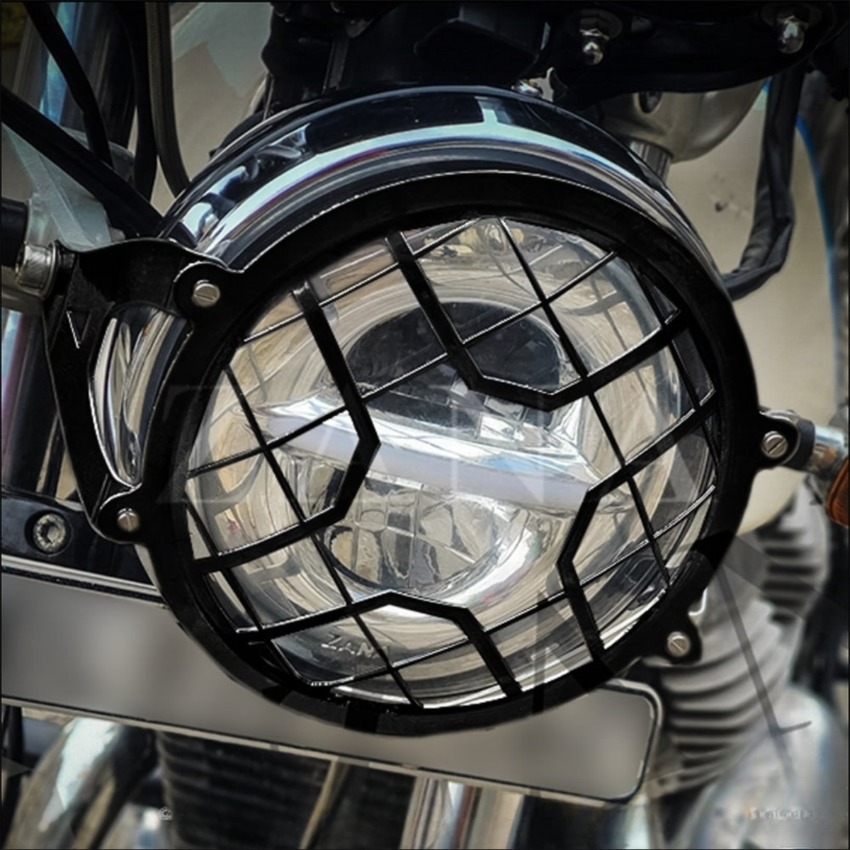 Zana Royal Enfield Himalayan BS6 (2016-2020) / (2021-2022) Headlight Grill SS Type-4A - Black - ZI-8139 - Zana
