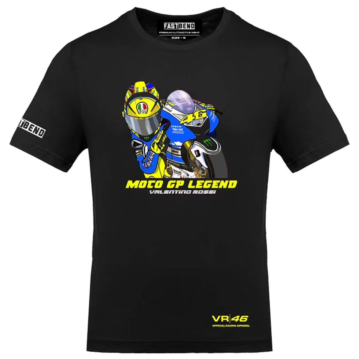 Fast Bend Motogp Legend Rossi Tshirt - TF 128 - Black