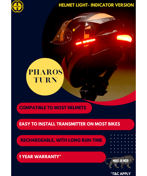 Tryka Gears Pharos - Helmet Light with Turn / Brake Indicator