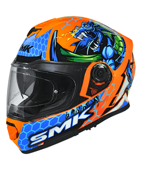 SMK Twister Dragon GL758 Orange Blue Helmet