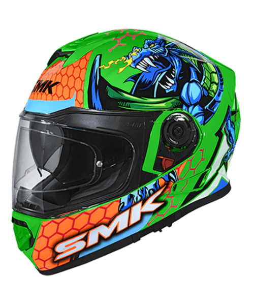 SMK Twister Dragon GL875 Orange Green Helmet