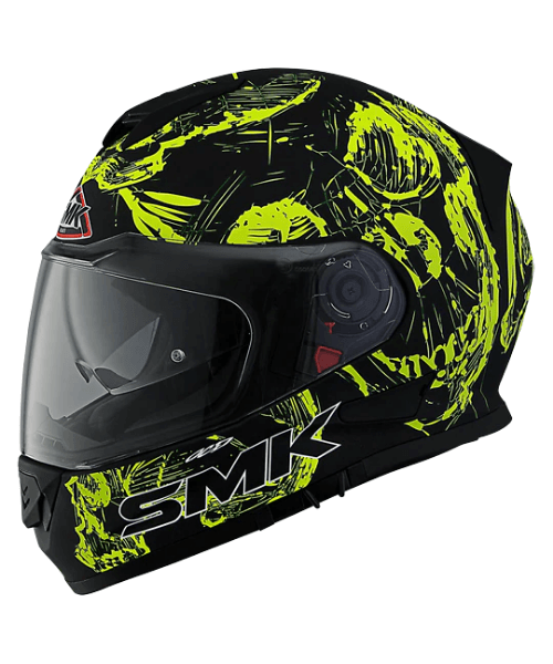SMK Twister Skull GL240 Gloss Black Fluorescent Yellow Helmet