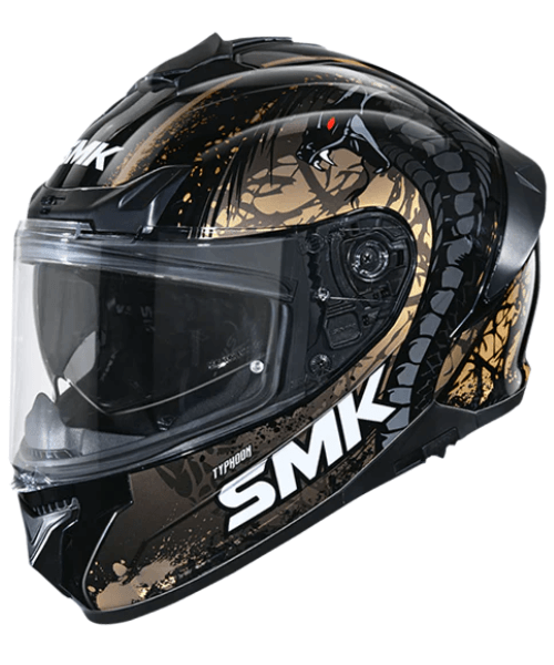 SMK Typhoon Reptile MA277 Matt Black Gold Helmet