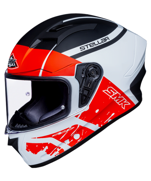 SMK Stellar Squad GL132 Gloss White Orange Helmet