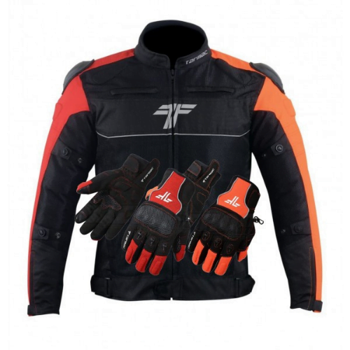 Tarmac One III Level 2 Riding Jacket  FREE Tarmac Tex Riding Gloves - Black | Red | Orange / XS