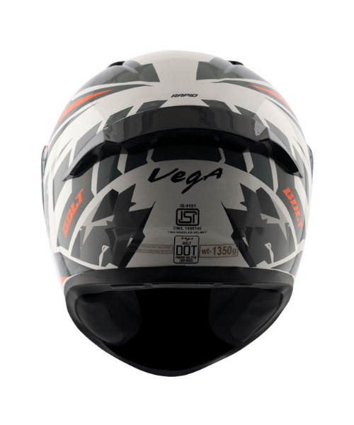 Vega Bolt Rapid White Orange Helmet