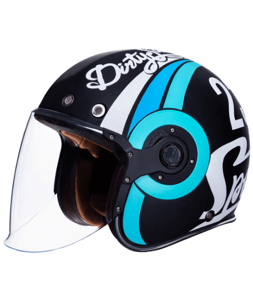 SMK Retro Jet Speed TT MA215 Black Blue Helmet