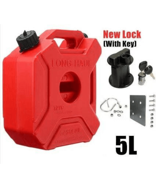 Long Haul Motorcycle Jerry Can with lock (5 Ltr) - Red