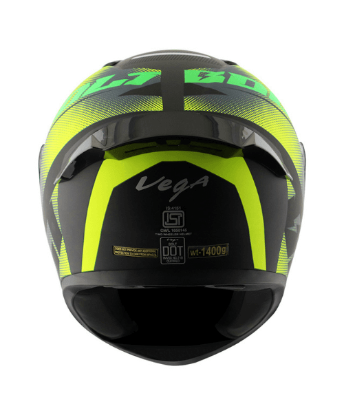Vega Bolt Macho Dull Black Neon Yellow Helmet