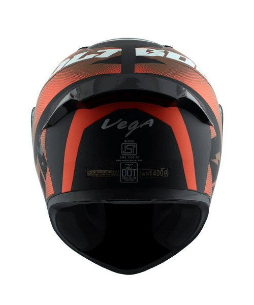 Vega Bolt Macho Dull Black Orange Helmet