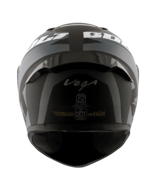 Vega Bolt Macho Dull Black Grey Helmet