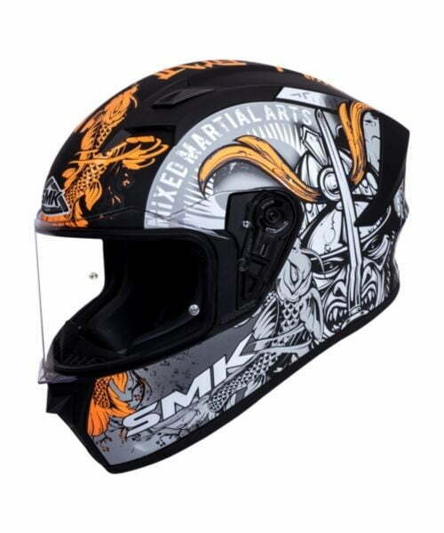 SMK Stellar Samurai Matt Black Grey Orange (MA276) Helmet