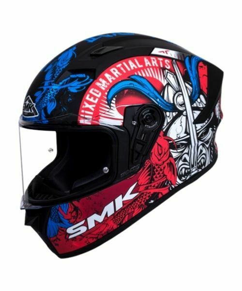 SMK Stellar Samurai Matt Black Grey Red Blue (MA253) Helmet - S