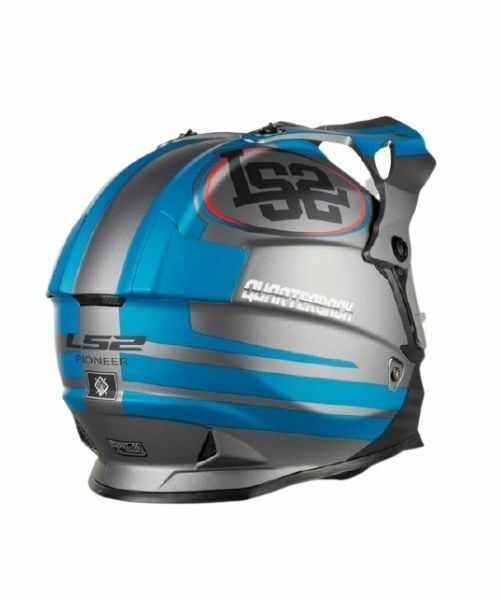 LS2 MX436 Quarterback Matt Titanium Black Blue Helmet