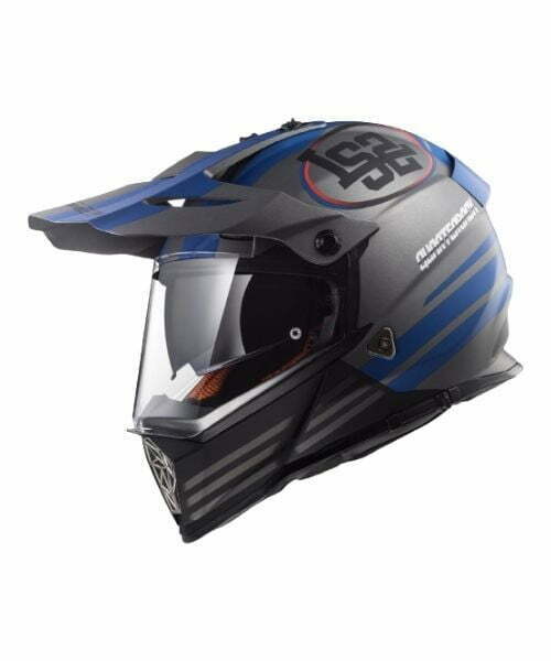 LS2 MX436 Quarterback Matt Titanium Black Blue Helmet