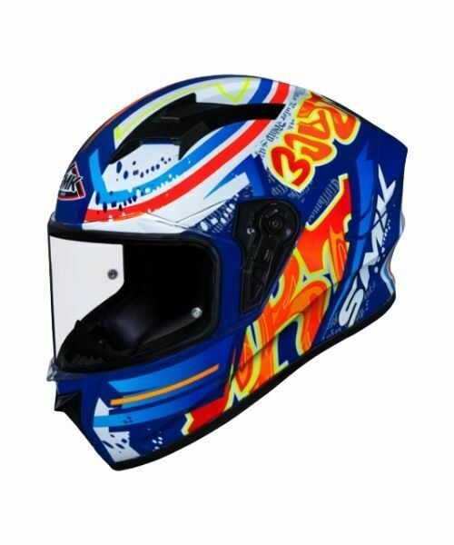 SMK Stellar Graffiti Blue Red Orange Gloss (GL537) Helmet