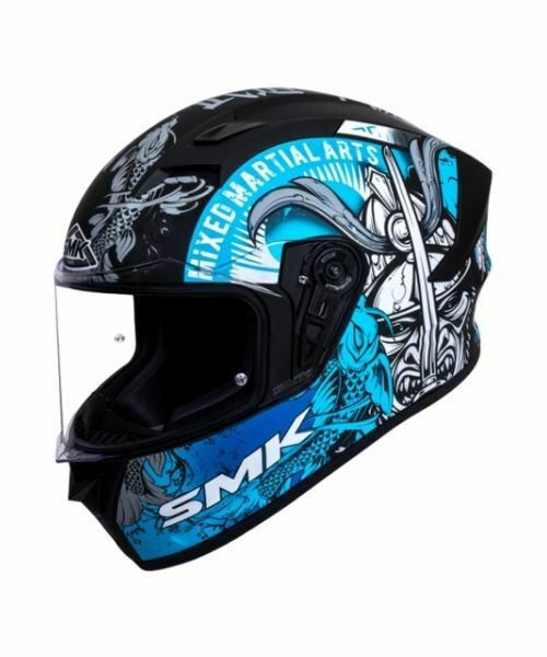 SMK Stellar Samurai Matt Black Grey Blue (MA265) Helmet