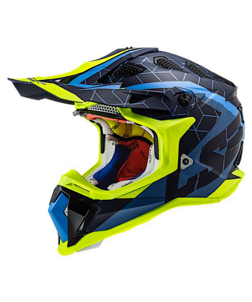 LS2 MX700 Subverter Evo Straighter Helmet - Matt Blue Hi-Viz Yellow / 2XL
