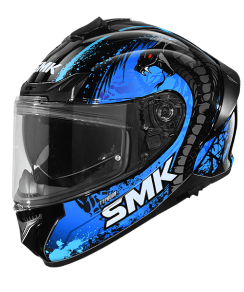 SMK Typhoon Reptile GL255 Gloss Black Blue Helmet