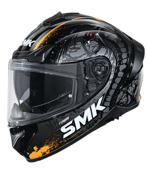 SMK Typhoon Reptile GL267 Gloss Black Grey Yellow Helmet