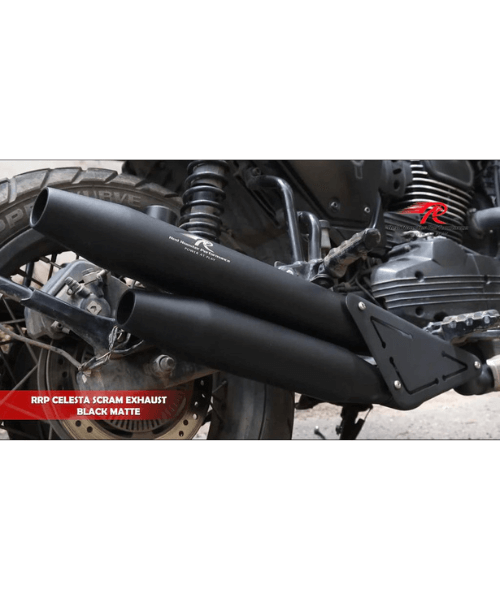 Red Rooster Performance Celesta Scram Exhaust for Yezdi Scrambler - Black Matte