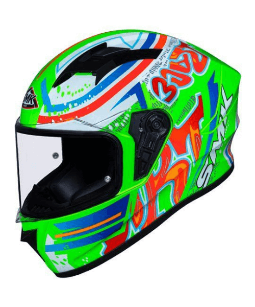 SMK Stellar Graffiti GL837 Green Helmet