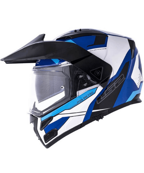 LS2 FF324 Metro Evo Complex Helmet with Peak - Matt Black White Blue / XL